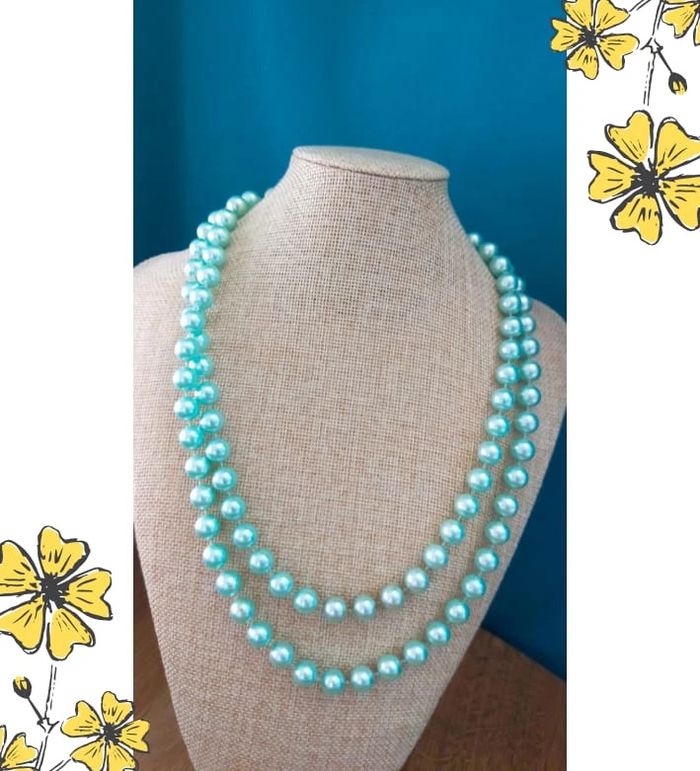 Collier vintage perles bleu-vert nacré – Élégance rétro & douceur pastel - Idée Fête des Mères 💙 - photo numéro 7