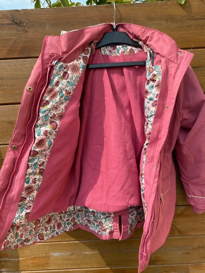 Manteau blouson parka rose fille sergent major 9 ans fleurs - photo numéro 8
