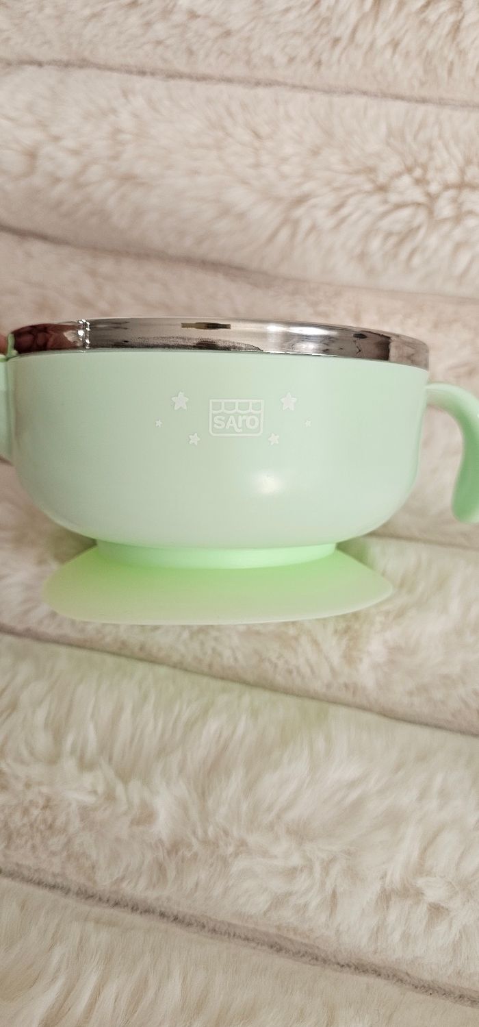 Bol thermique a ventouse en acier vert Neuf - photo numéro 3