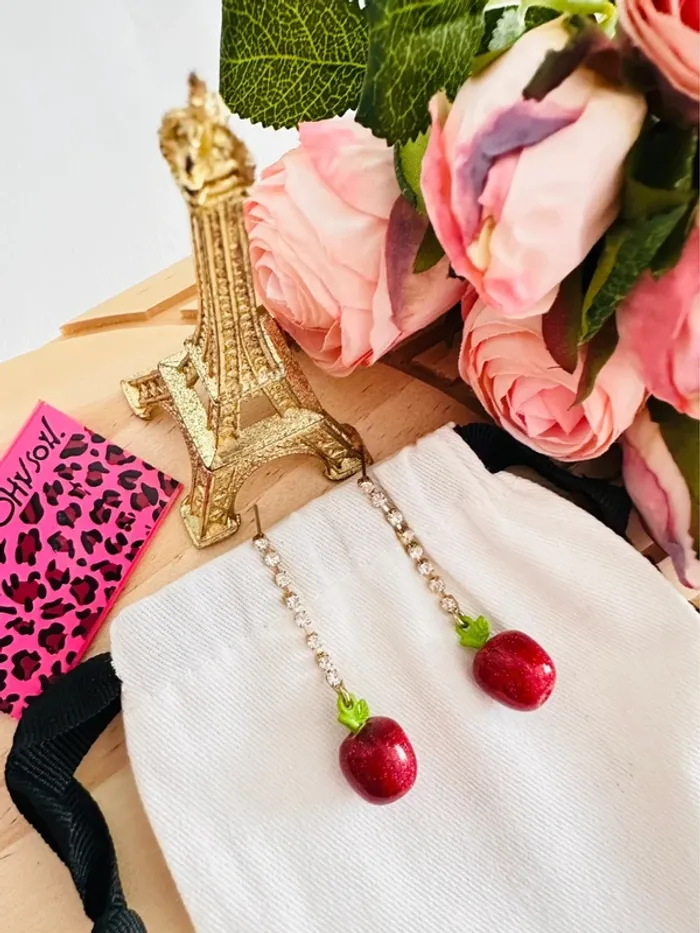 đ Boucles dâoreilles Betsey Johnson â Cerises rouges brillantes - photo numĂ©ro 4