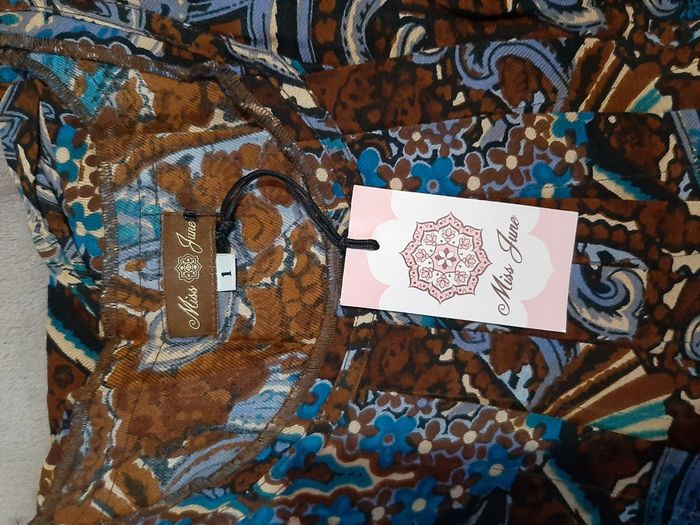 Miss June - Robe  marron et bleu motifs perles-T38 - photo numéro 7