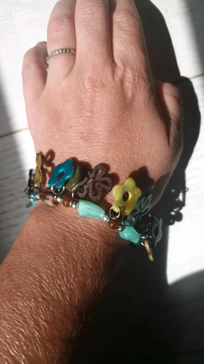 Bracelet vert eau marron - photo numéro 6