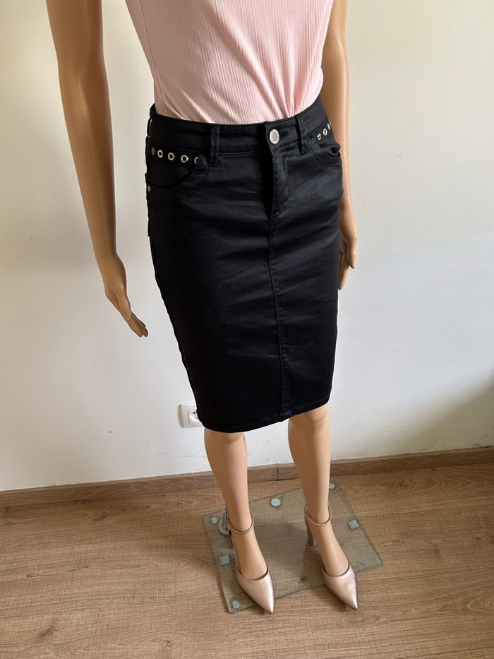 Jupe noire mi longue Morgan taille 34 jamais portée - photo numéro 2