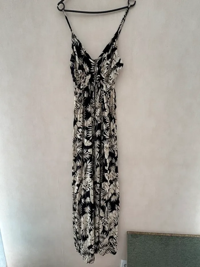Robe longue d’été noir et beige Taille Unique