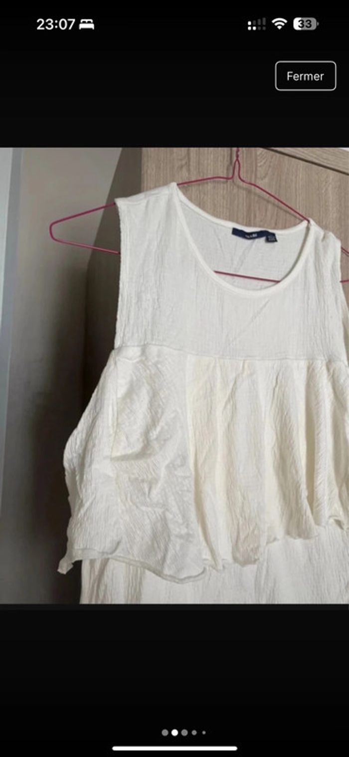 Débardeur blanc écru froufrou - photo numéro 2