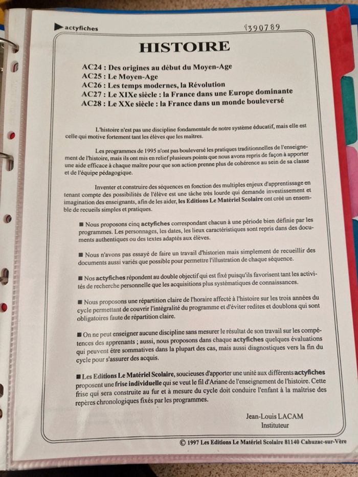 Classeur histoire cycle3 - photo numéro 2