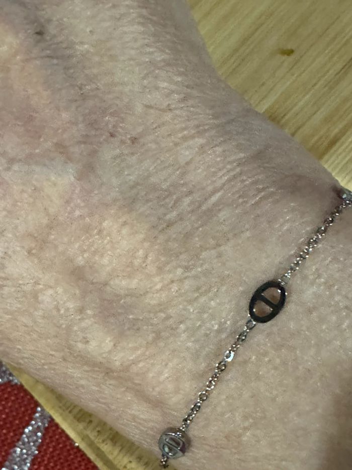 Bracelet réglable acier inoxydable argent petit maillons farandole - photo numéro 2