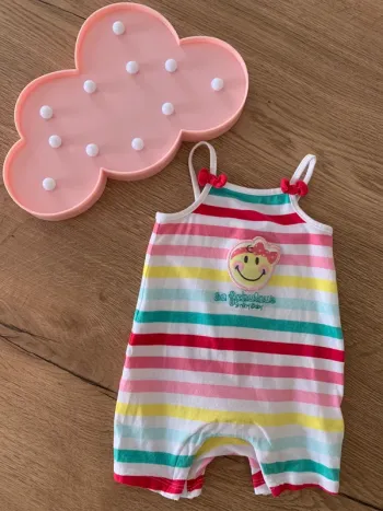 Barboteuse rayée smiley