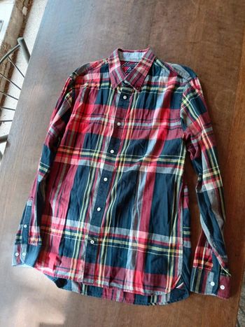 Chemise tommy hilfiger coton et cachemire rayé rouge et marine L