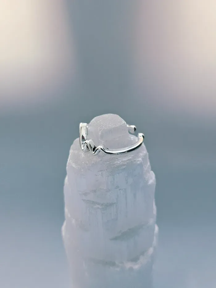 Bague acier inoxydable géométrique ondulée ajustable - photo numéro 2