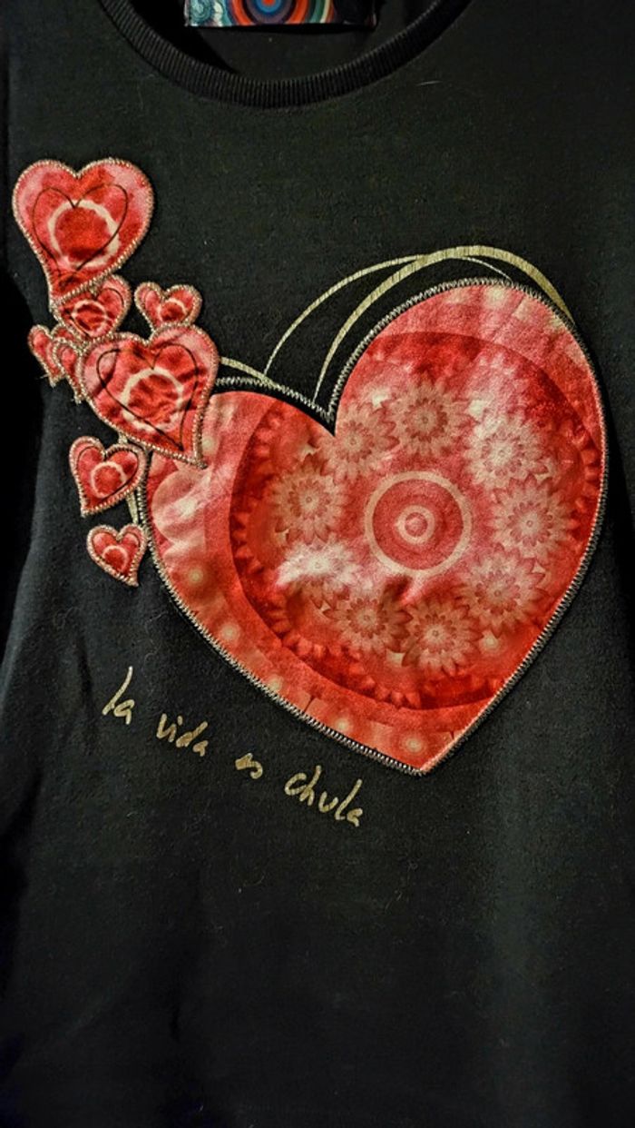 🟣 9 / 10 ans Pull Desigual Coeur 🟣 - photo numéro 2