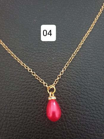Collier "Goutte" rouge chaîne en acier inoxydable