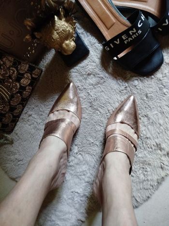 Mules Cuir rose Gold TEXTO