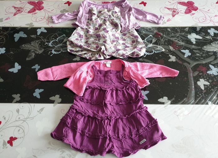 "N°121" Lot de 2 Robes été +  2 Vestes (12 mois)
