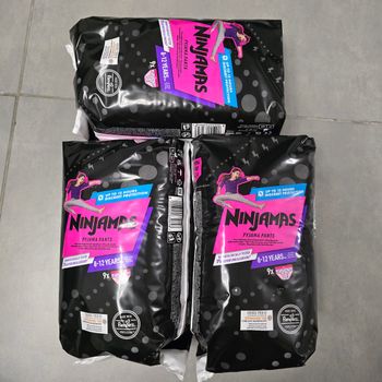Lot de 3 paquets de couches culottes Ninjamas neufs