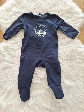 Pyjama léger 1 pièce baleine Splash Wave Kiabi 3 mois 56-62 cm 6 kg