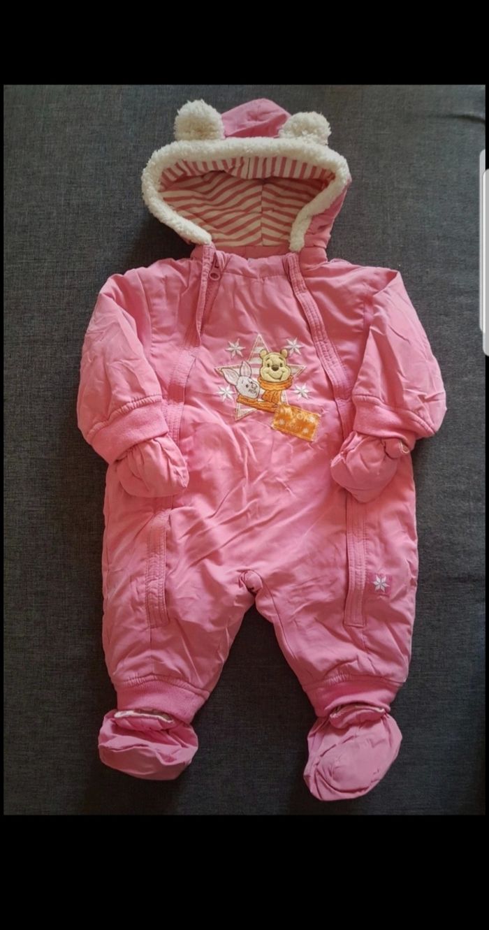Combinaison pilote à capuche Winnie l'Ourson et Porcinet bébé fille 3 mois