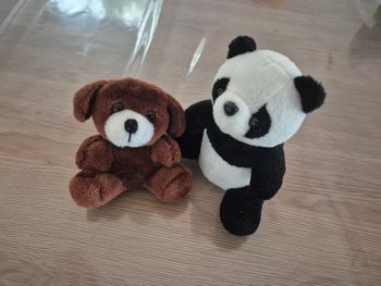 🧸 Lot 2 mini peluches – Ours & Panda 🐼