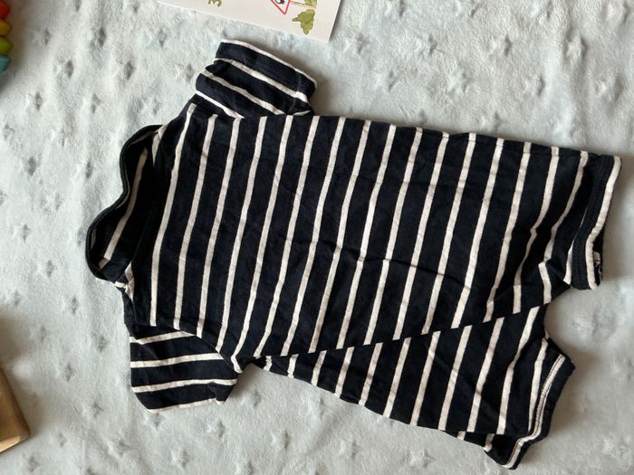 combinaison short marine rayé blanc manches courtes 3 mois vertbaudet pressions entre les jambes - photo numéro 7