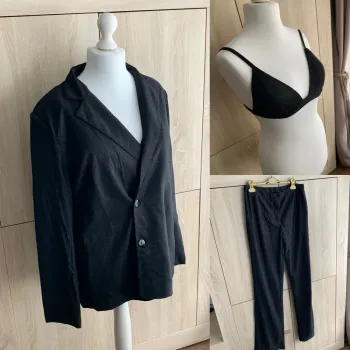 blazer, pantalon et soutien-gorge XL noir pailleté