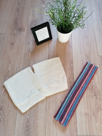 Ensemble poncho écru + écharpe rayée mixte 3 mois
