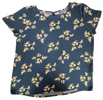Blouse Femme - fluide bleu marine Fleuri - (Taille L) - (YFT)