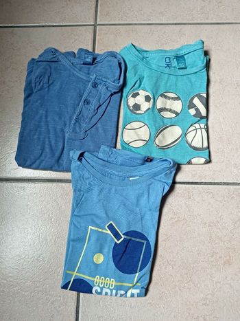 Lot de 3 tee shirts bleus Okaïdi 5 ans