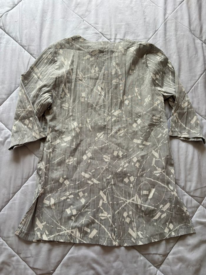 Tunique blouse vintage 90s ample grise col fendu manches 3/4 – Afibel – taille M/38 France - photo numéro 9
