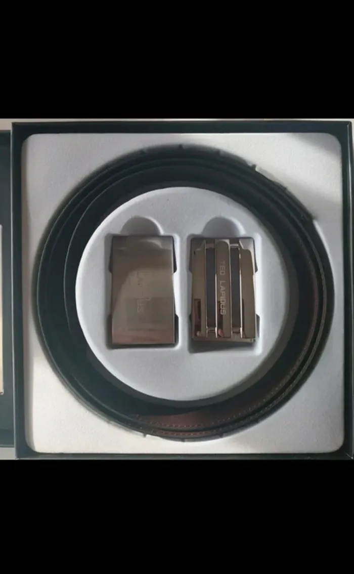 Ceinture homme en cuir noir et marron Ted lapidus - photo numéro 2