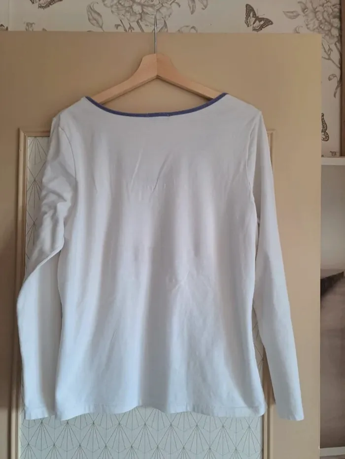 Haut pyjama femme blanc XL tbe tex woman 1 micro accroc recousu - photo numéro 4