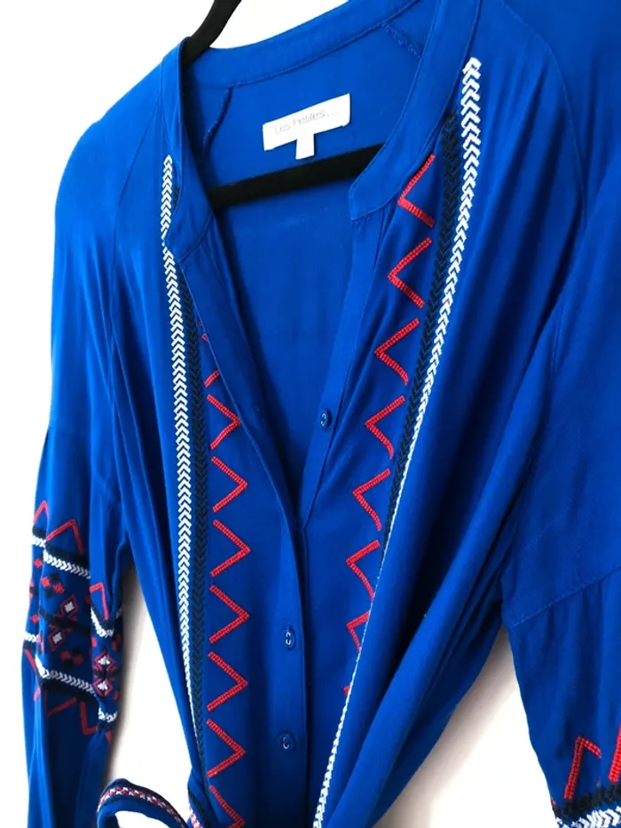 Robe bleu électrique brodée Les Petites taille S neuve - photo numéro 5