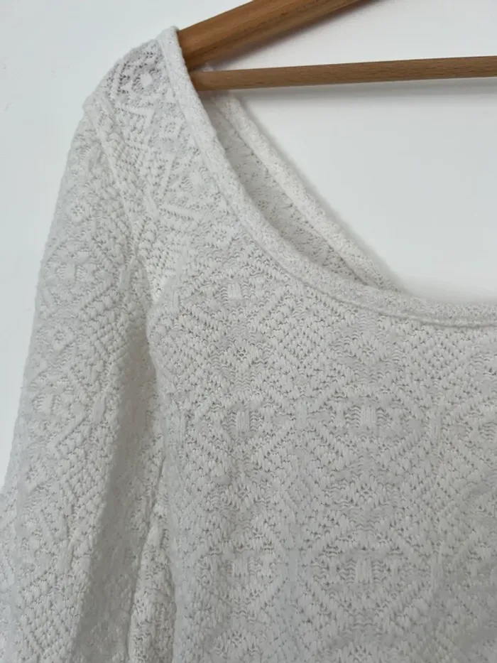 Top manches longues crochet femme Bershka - photo numéro 2