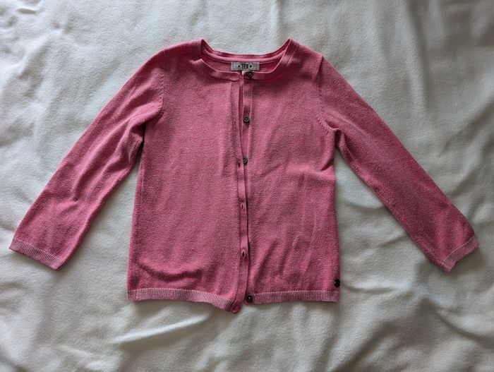 Gilet rose bonbon chiné - 4/5A - Tex