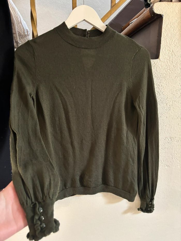 Pull laine mérinos Sezane Kaki - photo numéro 2