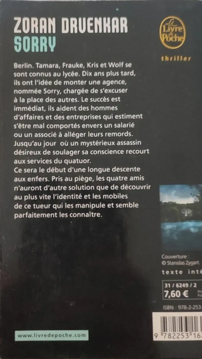📖 Thriller Sorry – Zoran Drvenkar – Format poche – Très bon état - photo numéro 2