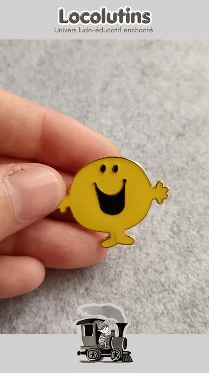 🚂 Pins Monsieur Heureux jaune - photo numéro 2