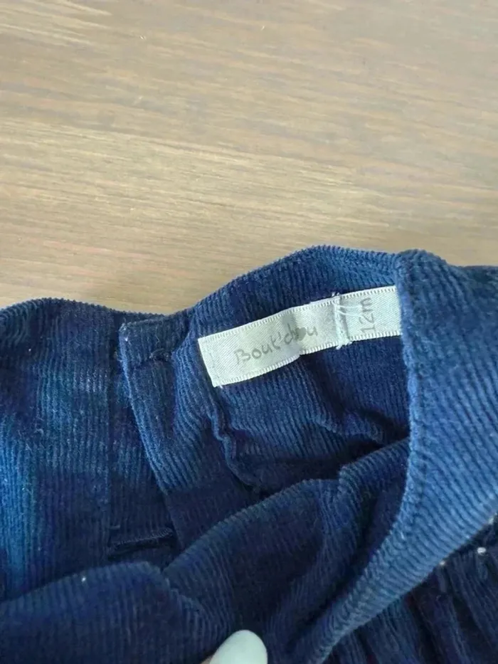 Robe bleu marine velours bébé - Taille 12 mois - Bout’chou - photo numéro 2