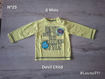 🌷N°25🌷Tee-shirt Longues Manches - Devil Child - 6 Mois🌷