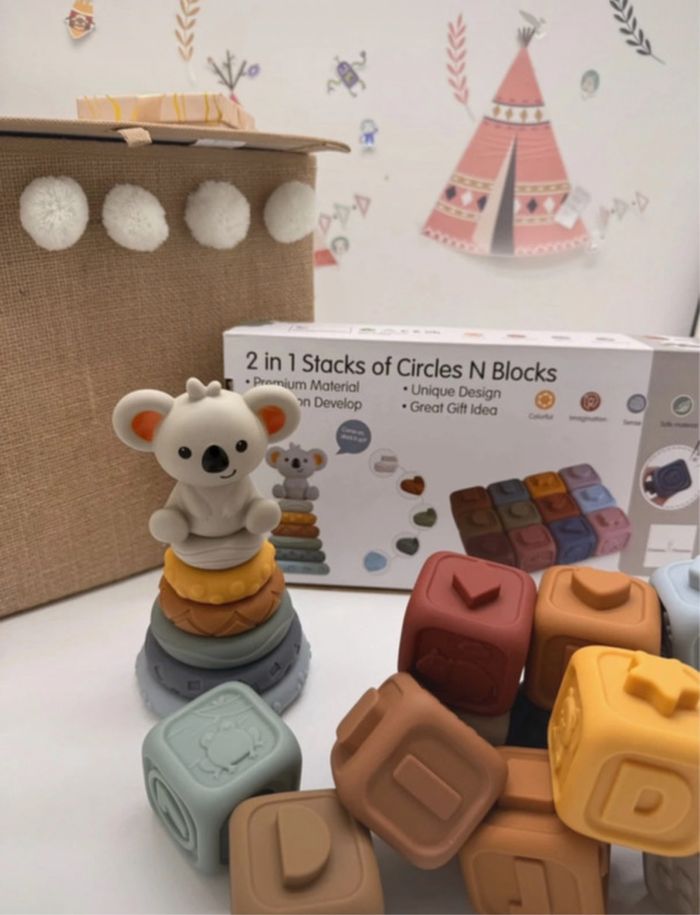 Tour empilable Montessori + Anneaux dentition – Jouet bébé 3- 12 mois - photo numéro 5