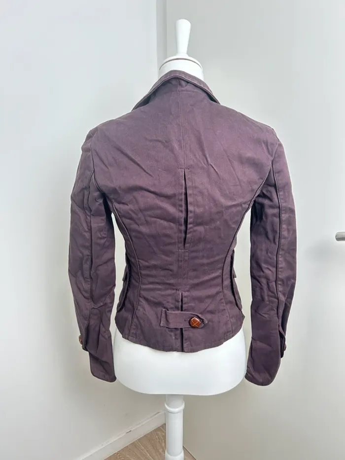 Veste cintrée vintage Y2K marron prune à boutons rétro taille S (Mary C) - photo numéro 2