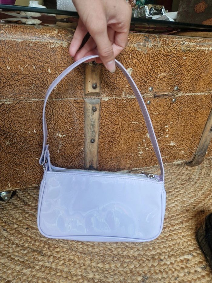 Lot de 2 sac à mains noir effet croco et violet femme - photo numéro 2