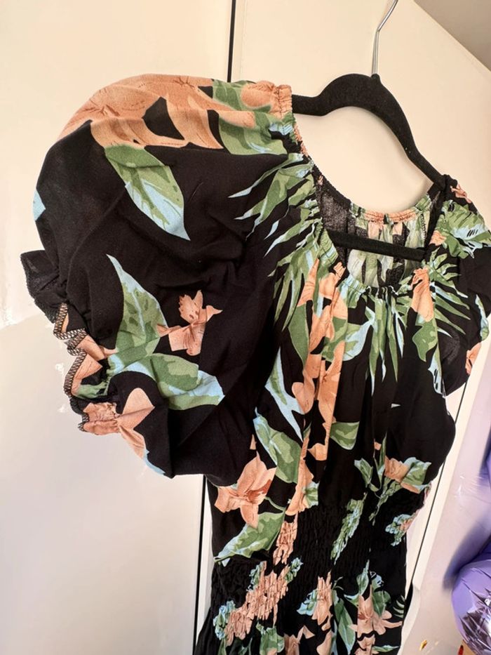 Robe longue SHEIN noire fleurie tropical XL - photo numéro 2