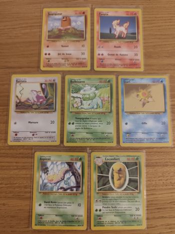 Lot 7 cartes Pokémon Set de base anciennes vintage Bulbizarre wizards