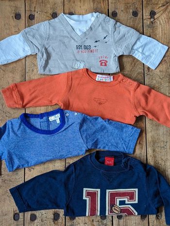 Lot de 4 tee-shirts manches longues - 3 mois