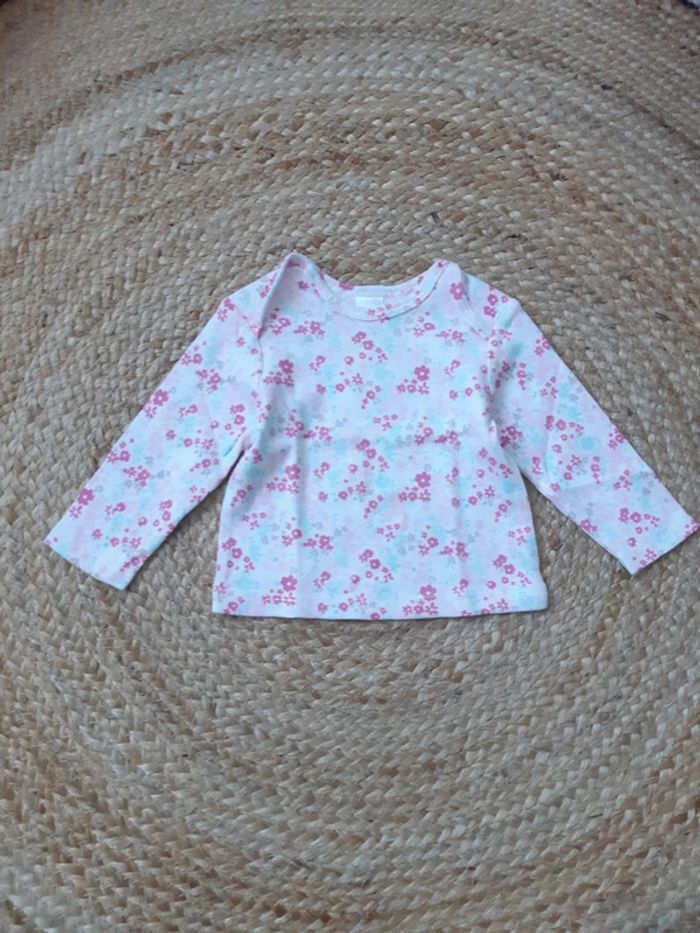 Haut manches longues fleurs Baby Club 62 cm