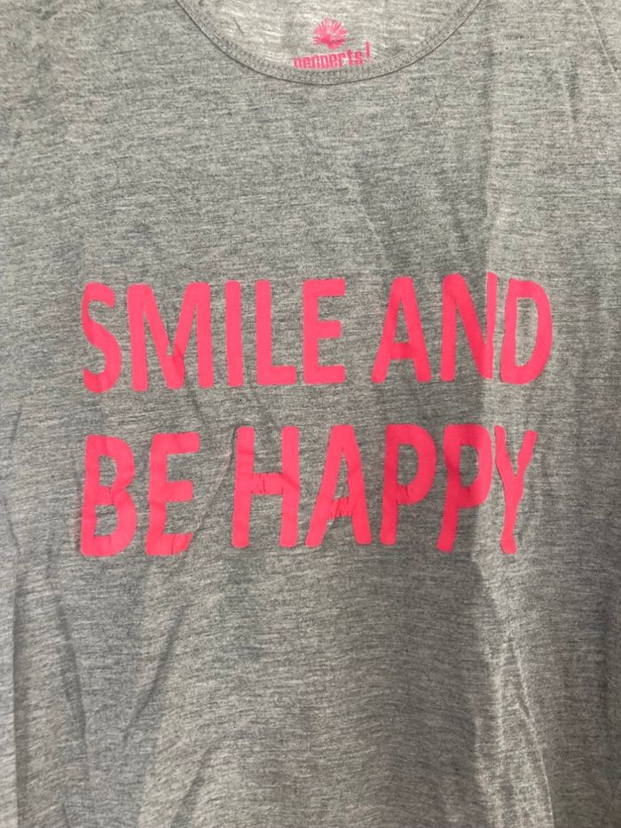 T-shirt gris « smile and be happy » - photo numéro 2