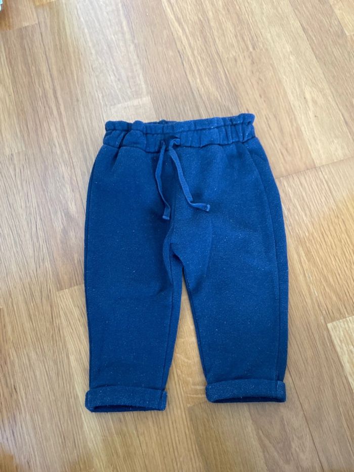 Lot de 2 joggings fille Tape à l’œil taille 12 mois marine pailleté et rose - photo numéro 2
