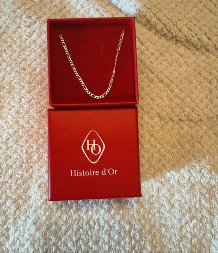 Collier maille Vivian  argent blanc 45 cm