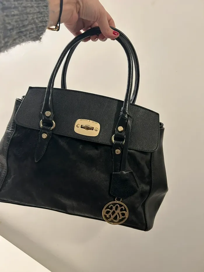 Arthur & aston sac en cuir bi matière noir, femme - photo numéro 5