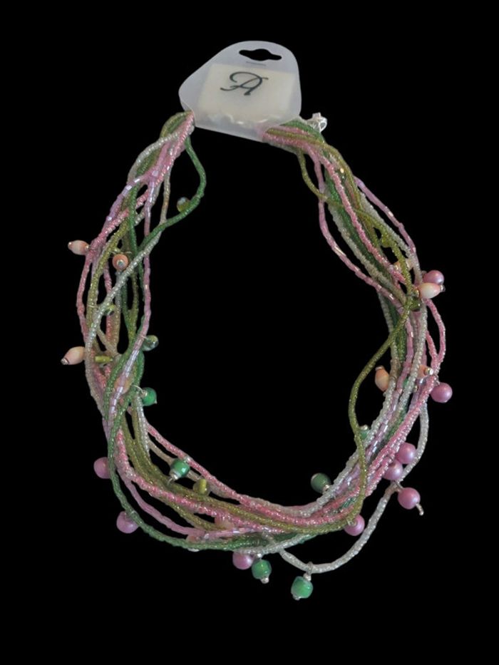 Colliers multi rg+perles olive divers